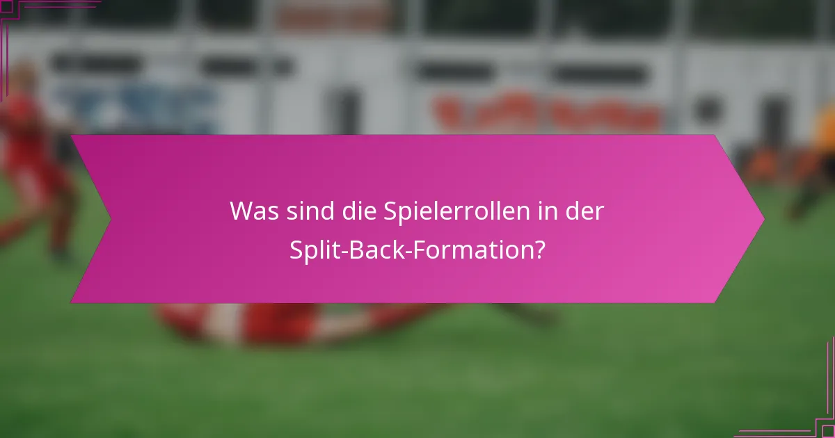 Was sind die Spielerrollen in der Split-Back-Formation?