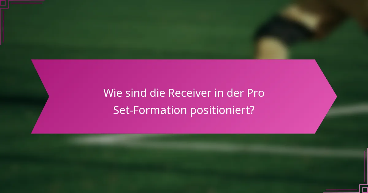 Wie sind die Receiver in der Pro Set-Formation positioniert?